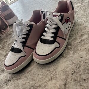 Hello Kitty Womens Lace-Up Casual Court Sneaker Shoes Size US11 Pink/whiteblack